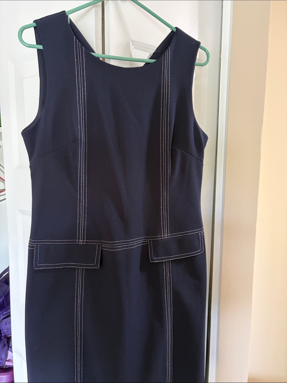 Tommy Hilfiger Classic Navy Sheath Dress with Contrast Stitching